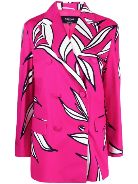 Rochas floral-print double-breasted blazer Pink ROWW15014ARW150X