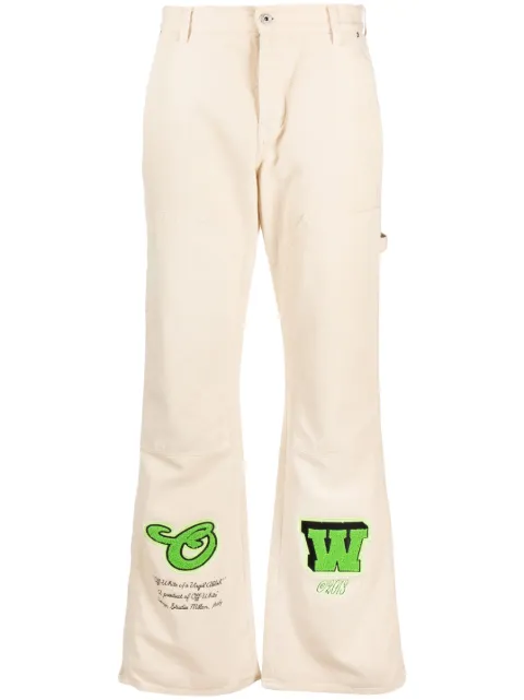 Off-White logo-appliqué straight-leg jeans Neutrals OMYA161S23DEN0020170