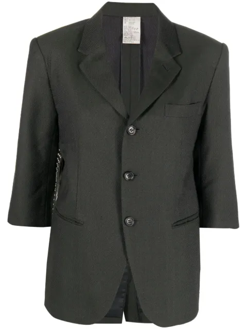 Comme Des Garçons Pre-Owned 2010s pre-owned studded belt detail short-sleeved jacket Green CODE450SSA