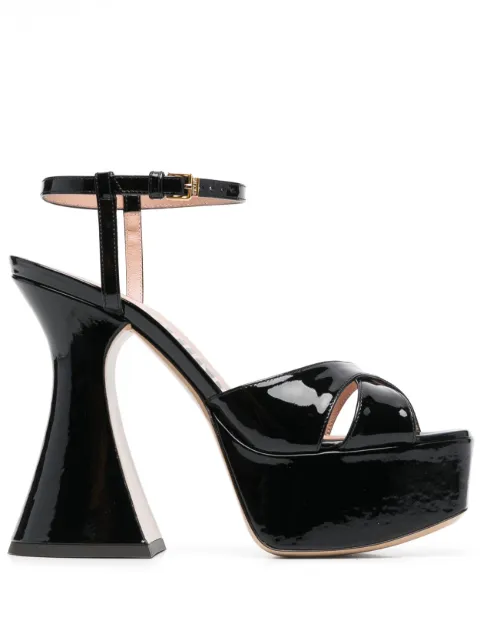 Moschino patent leather platform sandals Black MA1640CC1GMB0