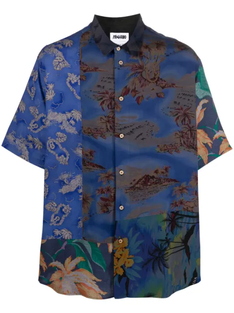 Magliano all-over graphic-print patchwork shirt Blue P28012206