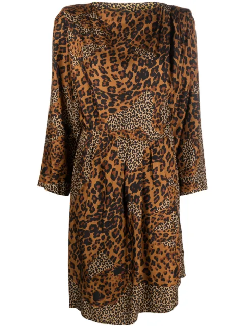 Saint Laurent Pre-Owned 1980s leopard print silk dress Brown YVSA900DF