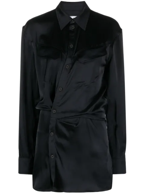 Off-White ruched asymmetric shirt dress Black OWDG001S23FAB0011000