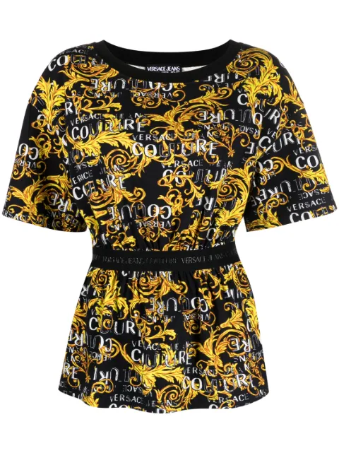 Versace Jeans Couture Logo Couture-print T-shirt Black 74HAH618JS160