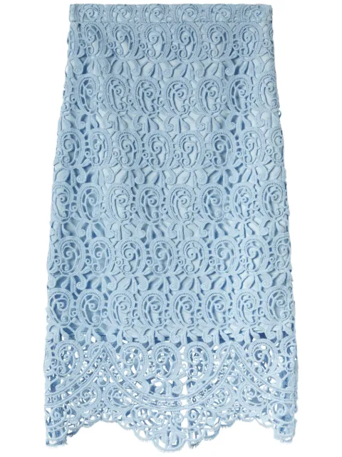 Burberry lace-embroidery pencil skirt Blue 8067788