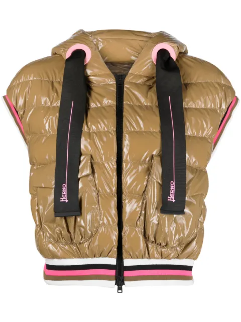 Herno glossy-finish padded gilet Brown PI001662D12220