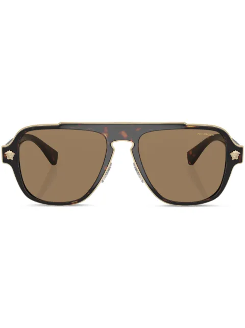 Versace Eyewear tortoiseshell-effect pilot-frame sunglasses Green VE21991252LA
