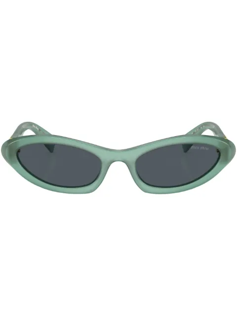 Miu Miu Eyewear logo-plaque oval-frame sunglasses Blue SMU09Y19L09T
