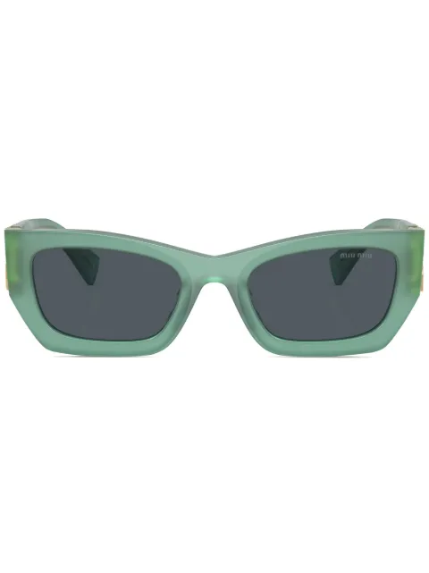 Miu Miu Eyewear logo-plaque rectangle-frame sunglasses Green SMU09W19L09T