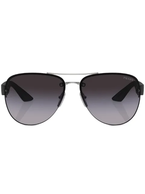 Prada Linea Rossa logo-print round-frame sunglasses Silver SPS55Y1BC09U