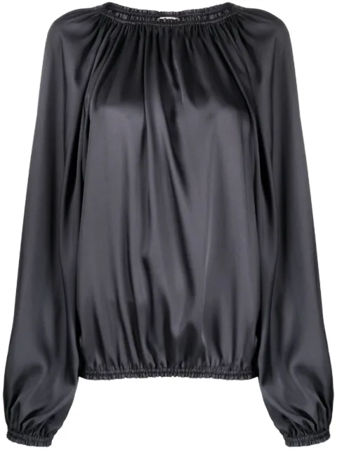 Blanca Vita satin-finish ruched blouse Grey BAOBAB7103