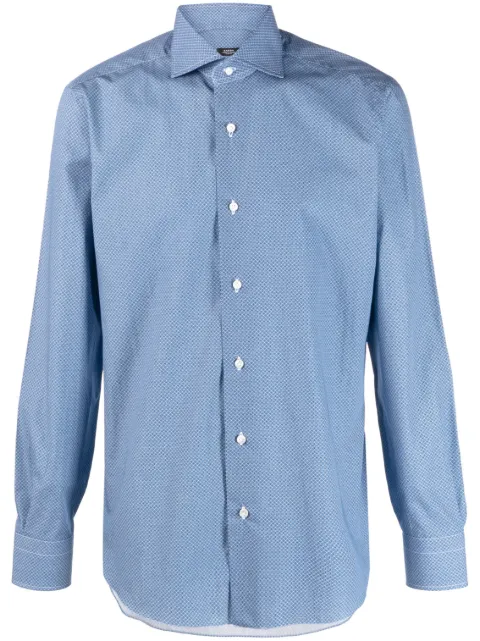 Barba geometric-pattern cotton shirt Blue I1U13P01PZ2754U