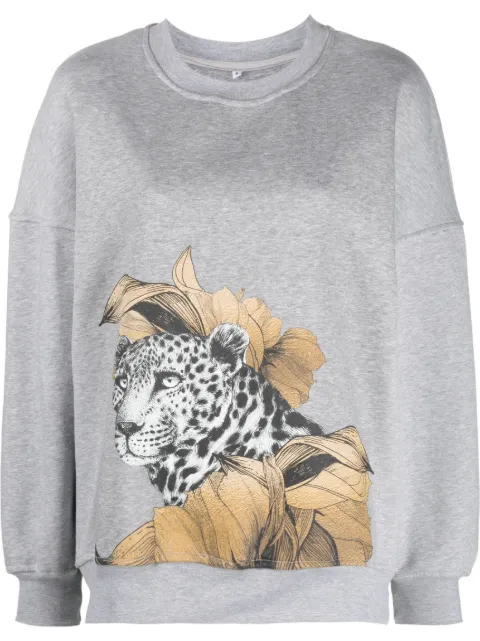Ioana Ciolacu graphic-print crew-neck sweashirt Grey ID20SW02
