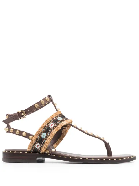 Ash bead-embellished leather sandals Brown PATCHOULI