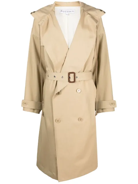 JW Anderson hooded double-breasted trench coat Neutrals CO0267PG0289130
