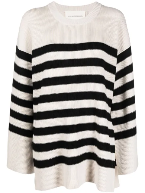 By Malene Birger Leon striped ribbed-knit jumper White Q71547002