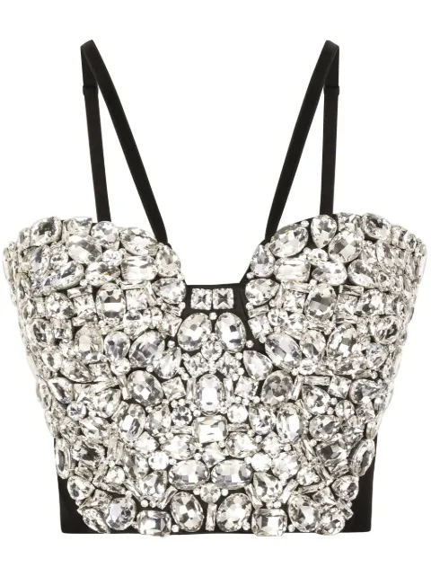 Dolce & Gabbana crystal-embellished crop top Black F75T3ZGDBUO