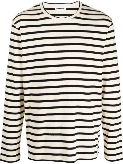 Jil Sander long-sleeve striped sweatshirt Neutrals J47NH0002J46497