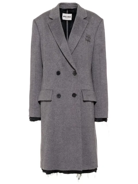 Miu Miu logo-embroidered double-breasted coat Grey MS1947S231125Q