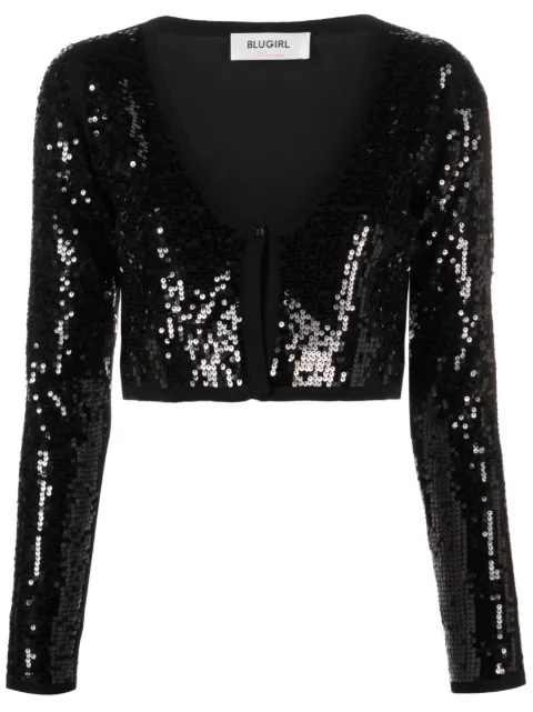 Blugirl sequin-embellished cropped cardigan Black RA3169MA18F