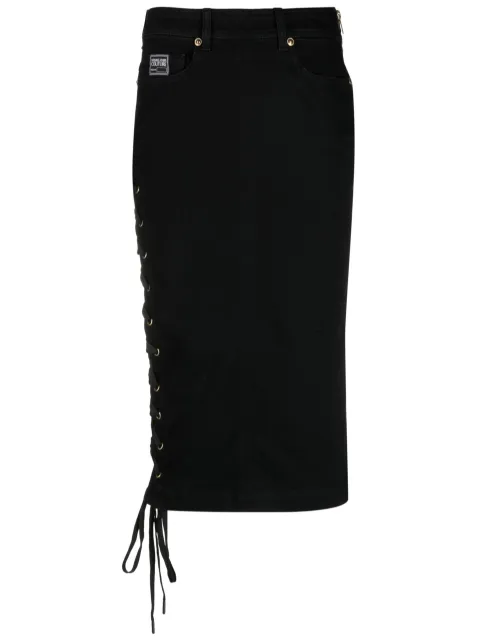 Versace Jeans Couture logo-patch pencil skirt Black 74HAE856DW040ENZ