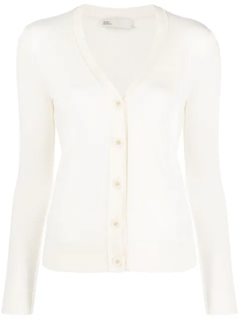 Tory Burch logo-buttons knit cardigan Neutrals 146283