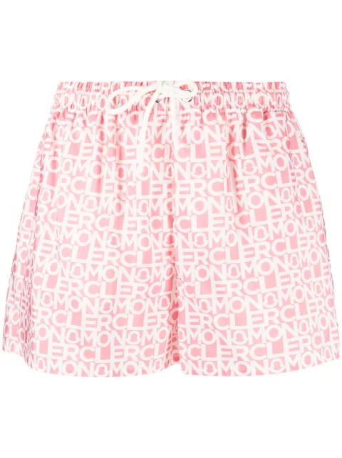 Moncler logo-print shorts Pink I10932B00014596S8