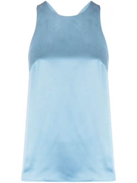 LouLou de Saison halterneck silk tank top Blue ESTOR