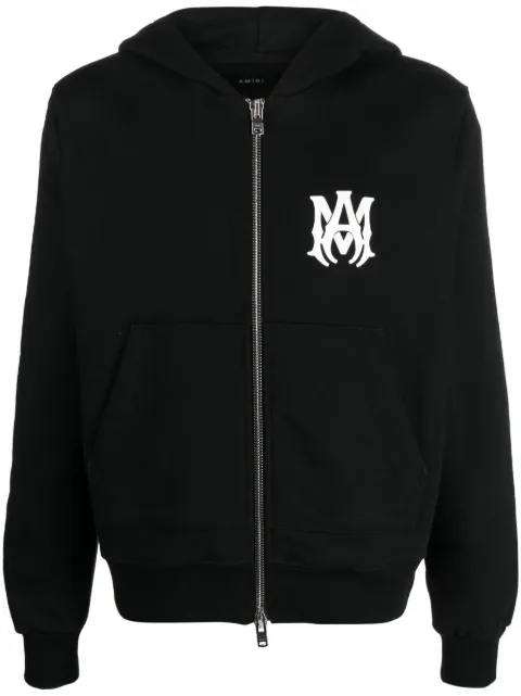 AMIRI logo-print zip-up hoodie Black PS23MJL032