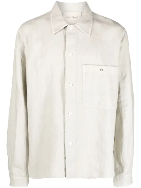 Nick Fouquet decorative-stitching linen shirt Neutrals NFMW10011XNW007B