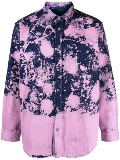 DARKPARK bleached-effect long-sleeve shirt Blue CDPM500DMB350003