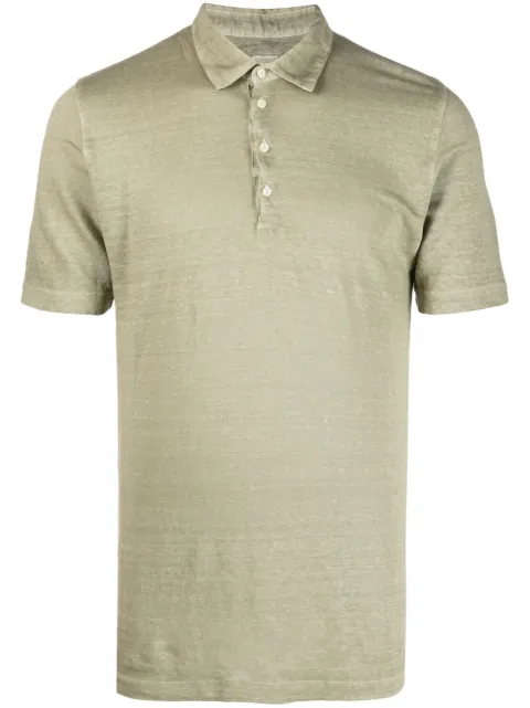120% Lino classic collar linen polo shirt Green Y0M7282000E908S00