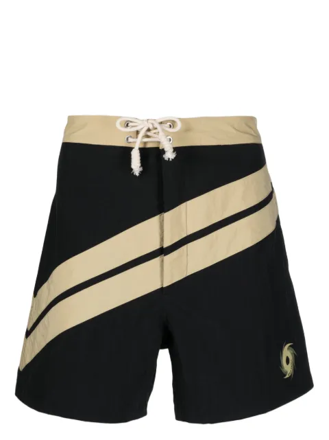 Palm Angels diagonal-stripe swim shorts Black PMFD001S23FAB0011003