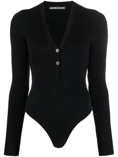 ANDREĀDAMO long-sleeve ribbed-knit bodysuit Black ADPS23BO04947473