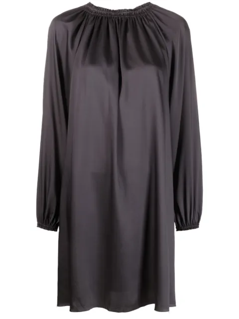 Blanca Vita gathered-detail long-sleeve dress Grey ASPLENIUM7103