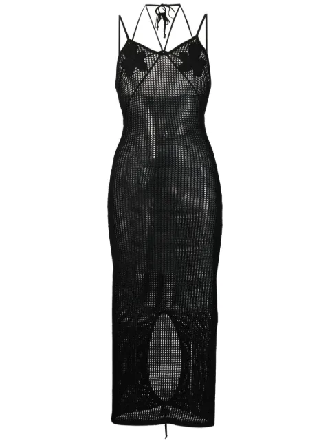 ANDREĀDAMO fishnet-knit midi dress Black ADPS23DR08947268