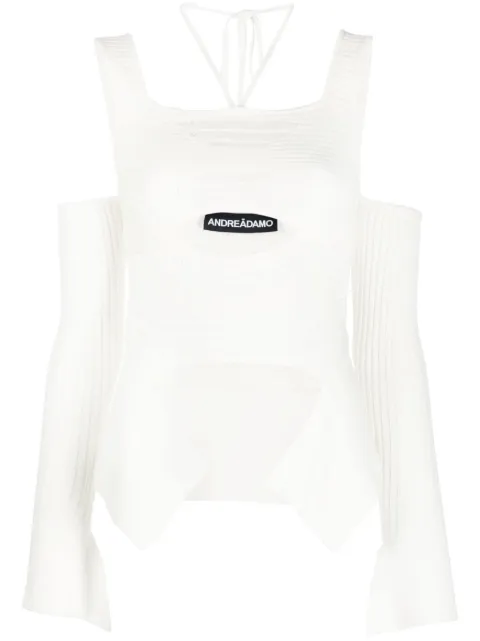 ANDREĀDAMO cut-out detail ribbed knit top Neutrals TO13947473