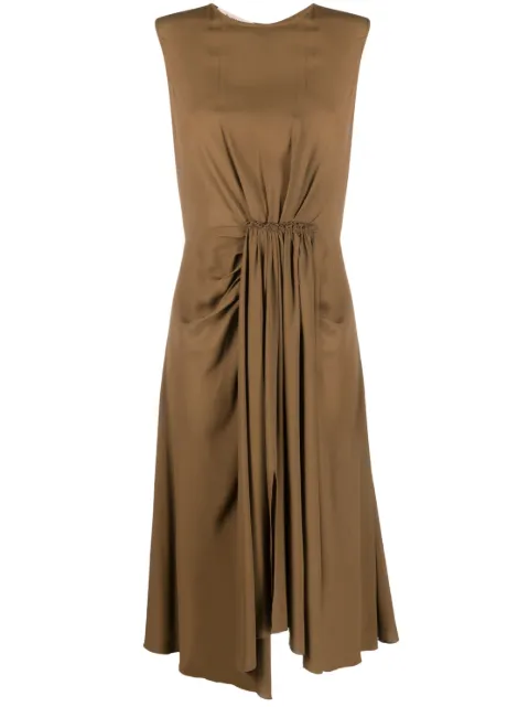 Blanca Vita gathered-detail sleeveless dress Brown ASIMINA7504