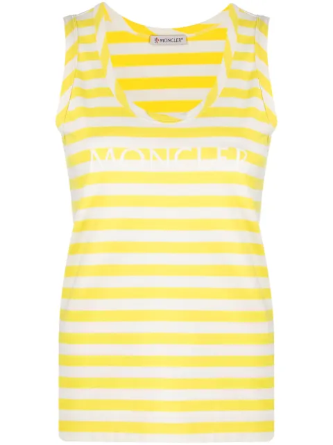 Moncler striped logo-print tank top Yellow I10938P0000189A1N