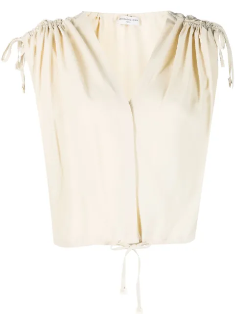 Veronique Leroy draped-shoulder cropped top Neutrals GRALTOP021