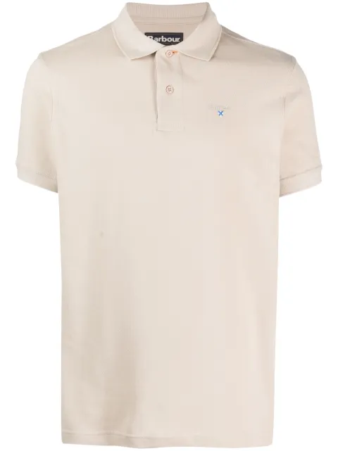 Barbour embroidered-logo polo shirt Neutrals MML0358