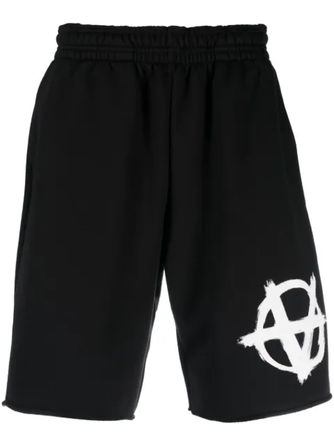 VETEMENTS logo-print knee-length shorts Black CUE63SP261BBLACKWHITE