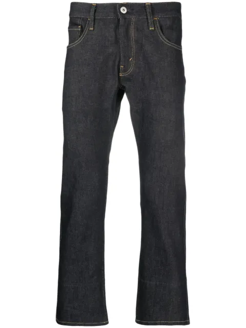Junya Watanabe MAN graphic-print cropped jeans Blue WKP017