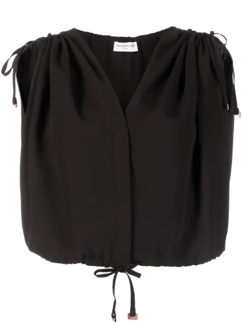 Veronique Leroy draped-shoulder cropped top Brown GRALTOP021