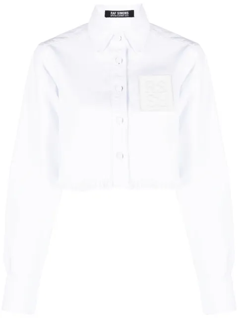 Raf Simons logo-patch cropped shirt White 231W248