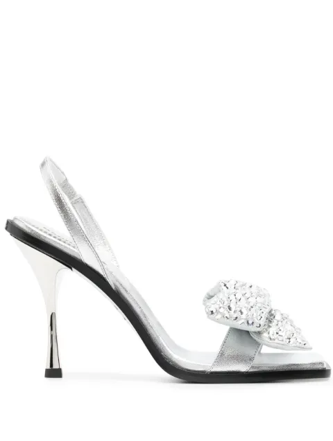 DSQUARED2 bow-detail sqaure-toe sandals Silver MHW003018900515
