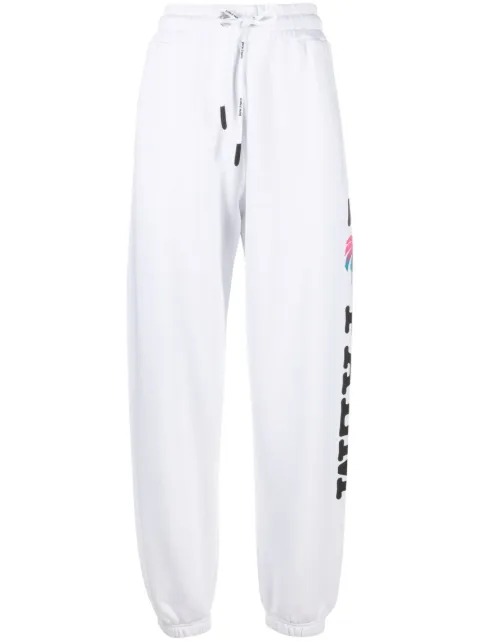 Palm Angels logo-print cotton track pants White PWCH006S23FLE0020184
