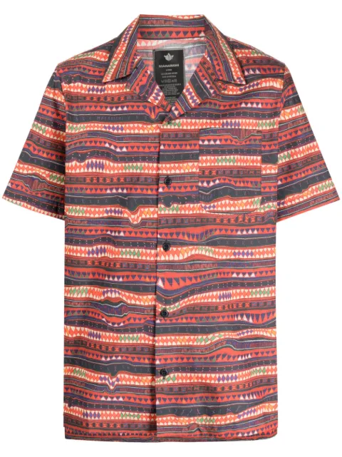 Maharishi short-sleeve organic cotton shirt Red 4323