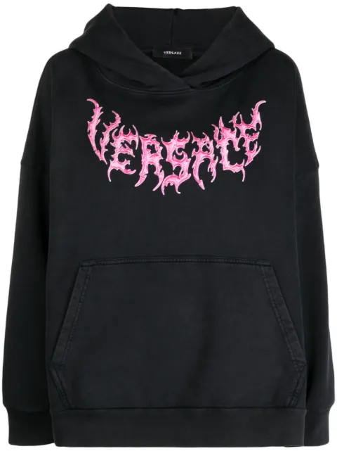 Versace logo-print cotton hoodie Black 10100711A07259