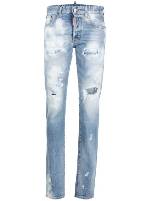 DSQUARED2 distressed-effect straight-leg jeans Blue S72LB0658S30664